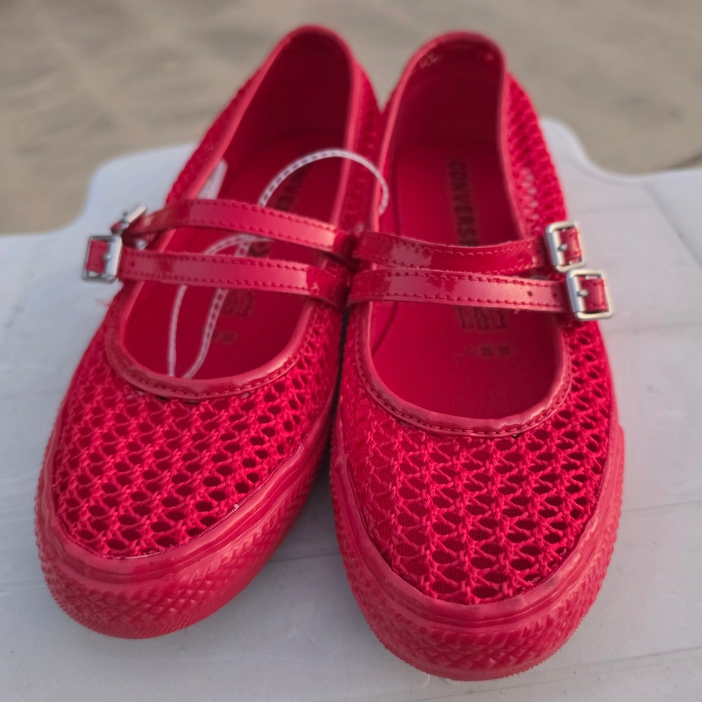 NWOT Converse All Star Dainty Mary Jane Red Mesh Double Strap A16568C Womens 8.5
